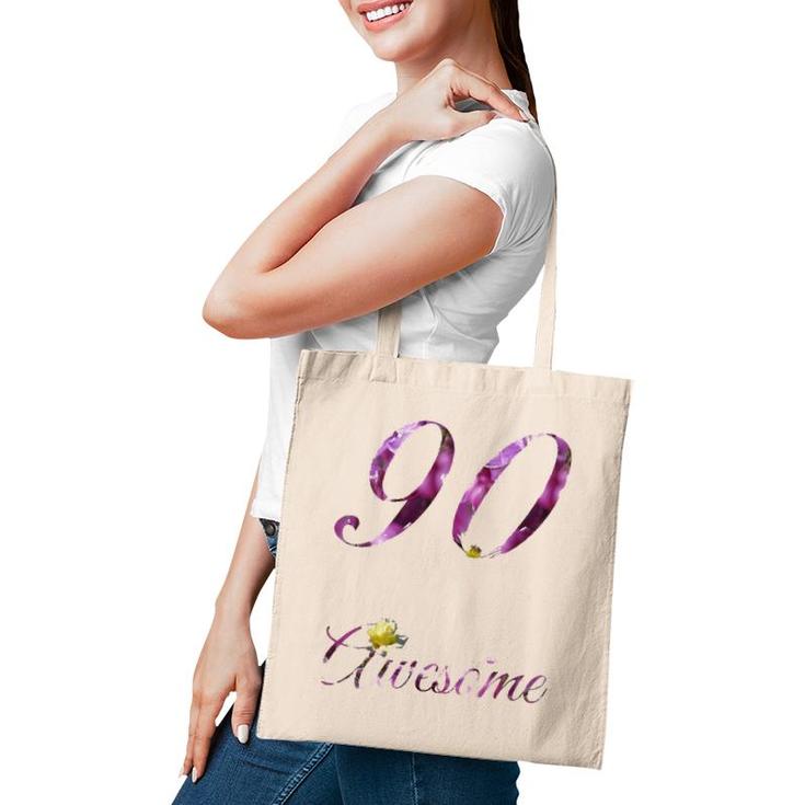 Womens 90 Years Old Awesome Floral 1932 90Th Birthday Gift Tote Bag