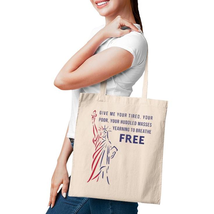 Womens Give Me Your Tired, Poor, Huddled Masses Quote V-Neck Tote Bag