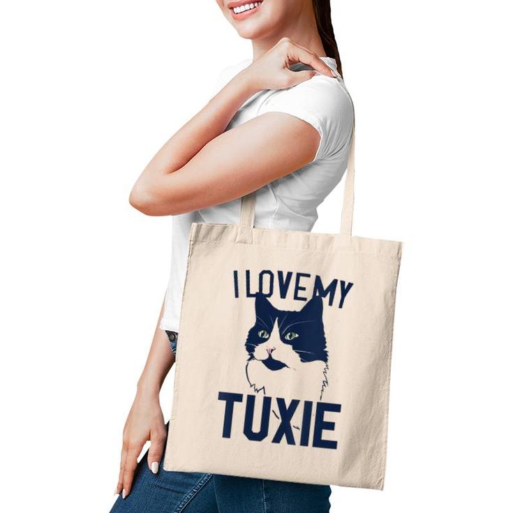 Womens I Love My Tuxie Tuxedo Cat Art V Neck Tote Bag