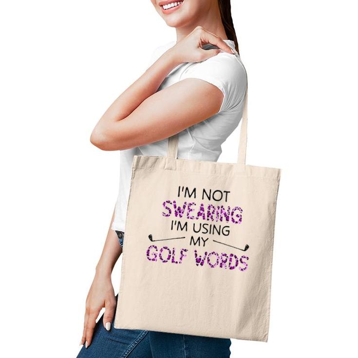 Womens I'm Not Swearing I'm Using My Golf Words Purple Leopard V-Neck Tote Bag