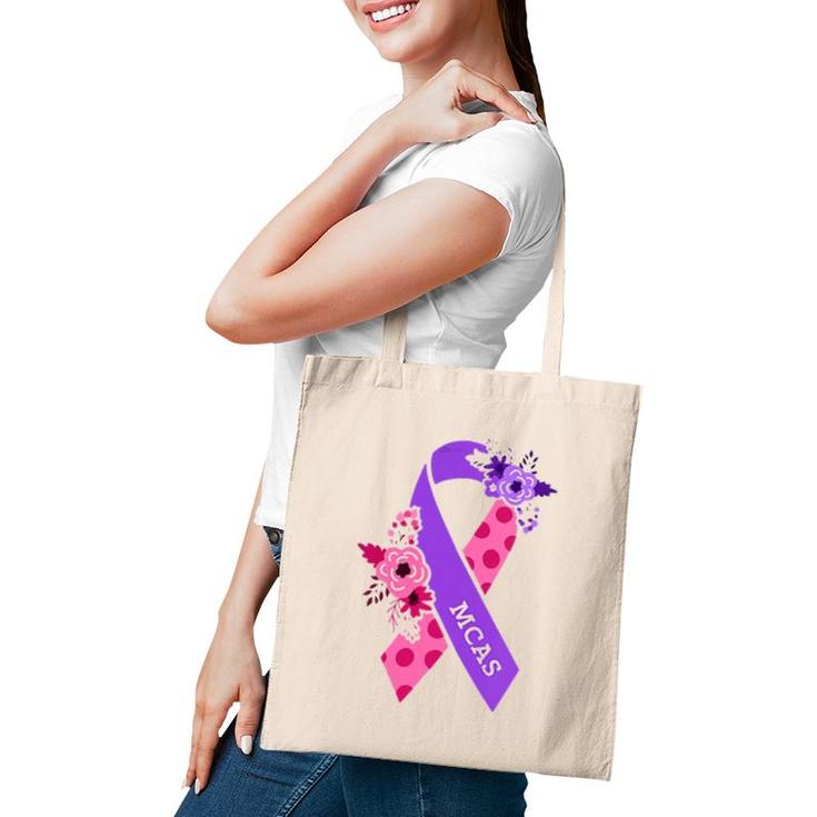 Womens Mcas Mast Cell Activation Syndrome Awareness Ribbon Pocket V-Neck Tote Bag