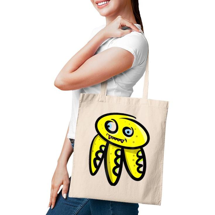 Yellow Vampire Octopus Monster Halloween Tote Bag