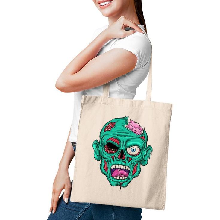 Zombie Face Brain Funny Halloween Gifts Men Women Zombies Tote Bag