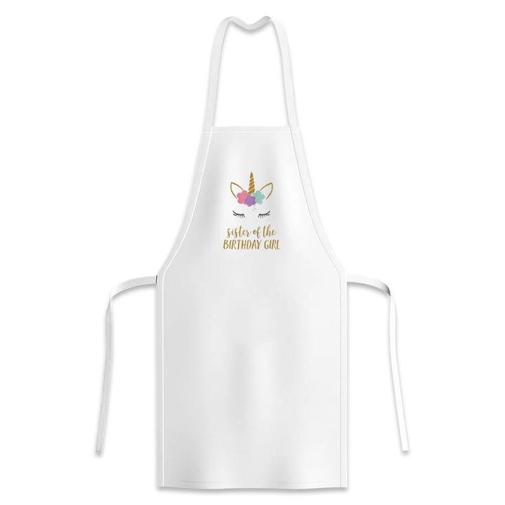 Cute Unicorn Sister Sister Of The Birthday Girl  Apron