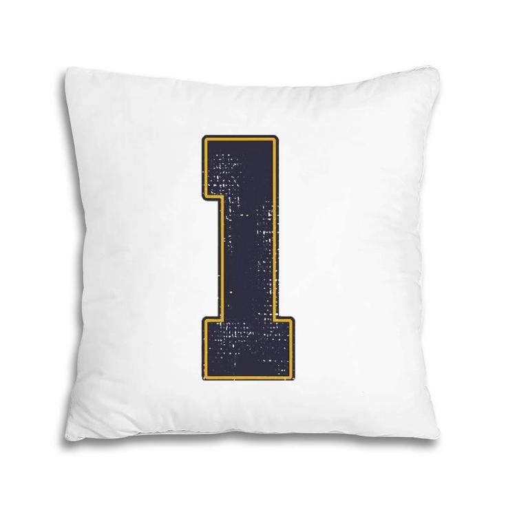 1 Outline Number 1 Varsity Fan Sports Team Red Jersey Baseball Pillow