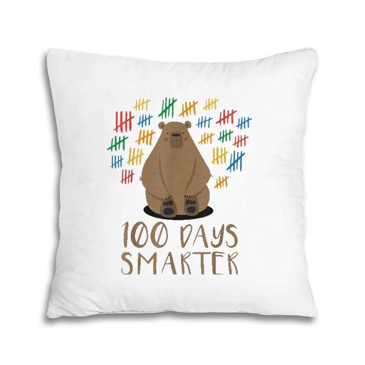 100 Days Of School Bear 100 Days Smarter Tee Pillow
