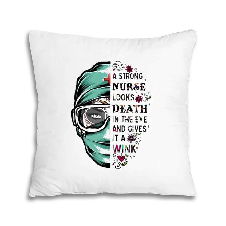 A Strong Nurse Looks Death In The Eye And Gives It A Wink Red Cross Personal Protective Equipment Flowers Pillow