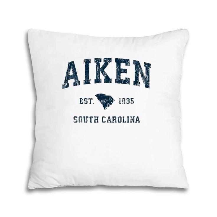 Aiken South Carolina Sc Vintage Sports Design Navy Print Pillow
