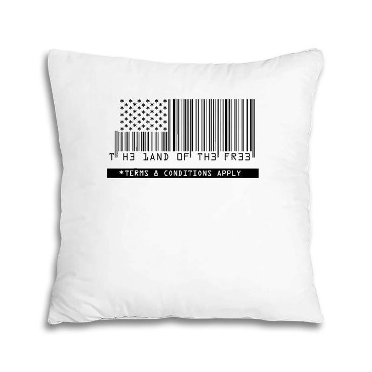 American Flag - The Land Of The Free - Barcode Pillow