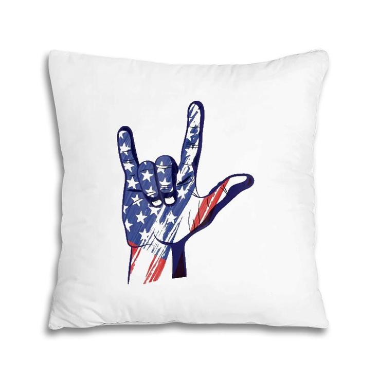 American Sign Language Asl I Love You Patriotic Deaf Pride Pillow