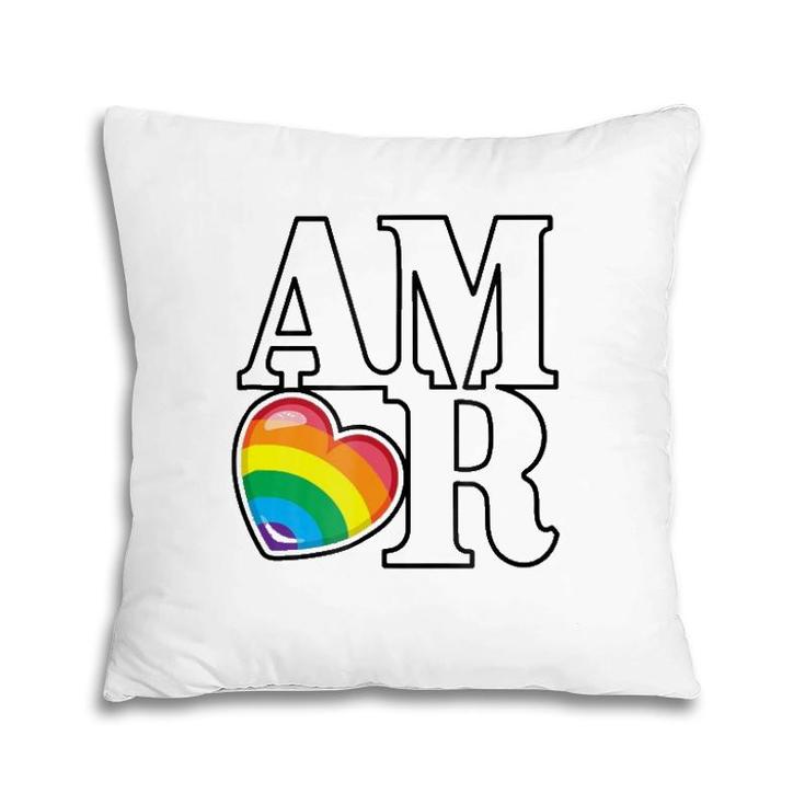 Amor Rainbow Heart Love Pillow