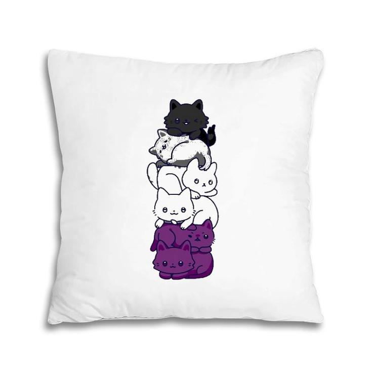 Asexual Pride Cat Lgbt Stuff Flag Kawaii Cute Cats Pile Gift Pillow