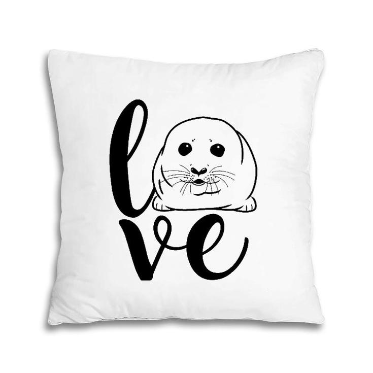 Baby Harp Seal Letter Print Love Pillow