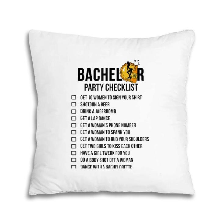 Bachelor Party Checklist - Getting Married Tee For Men Pillow