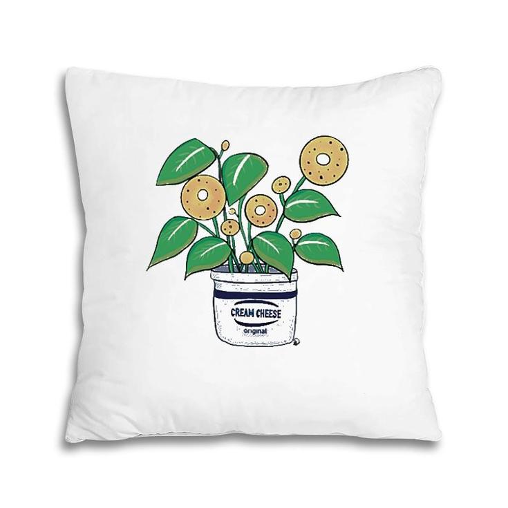 Bagel Plant In A Cream Cheese Planter Funny Pillow