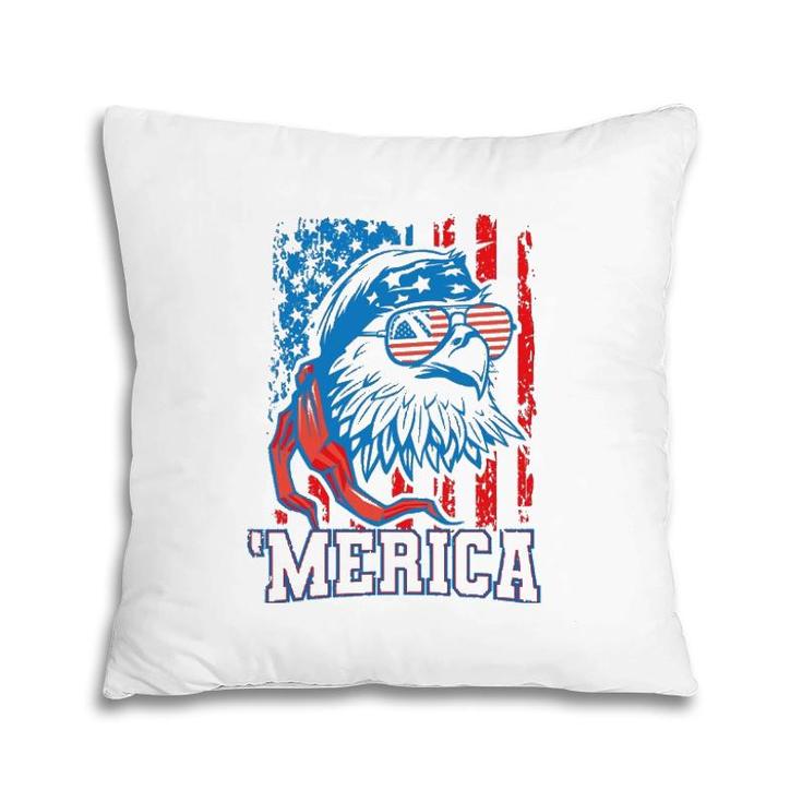 Bald Eagle American Flag Patriotic Usa 4Th Of July Pillow