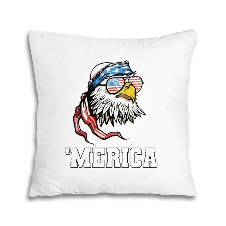 Bald Eagle Usa Flag Merica 4Th Of July Patriotic  Pillow