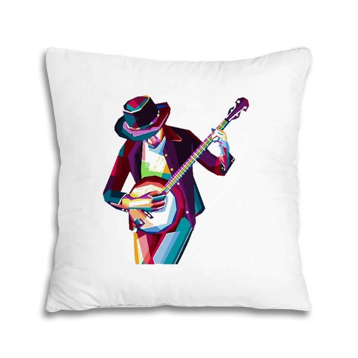 Banjo Man Bluegrass Player Rock Guitar Jamily Music Festival Pillow