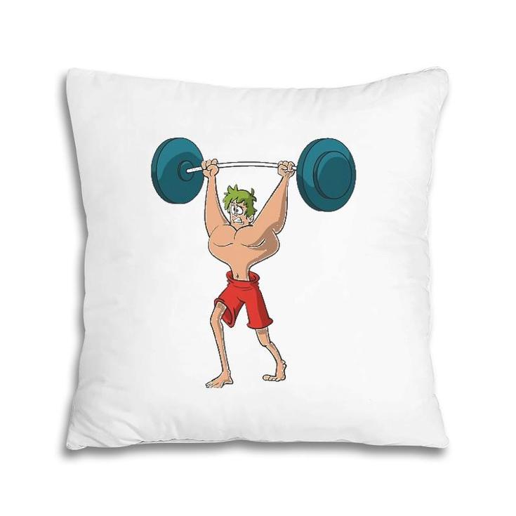 Barbell Weight Lifting Workout Funny Pillow