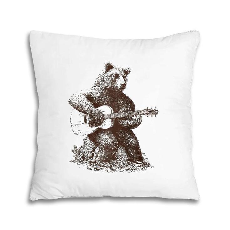 Bear-Playing Guitar For Men Women Raglan Baseball Tee Pillow