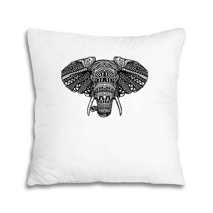 Beautiful African Elephant In Mandala Style, African Animals Pillow