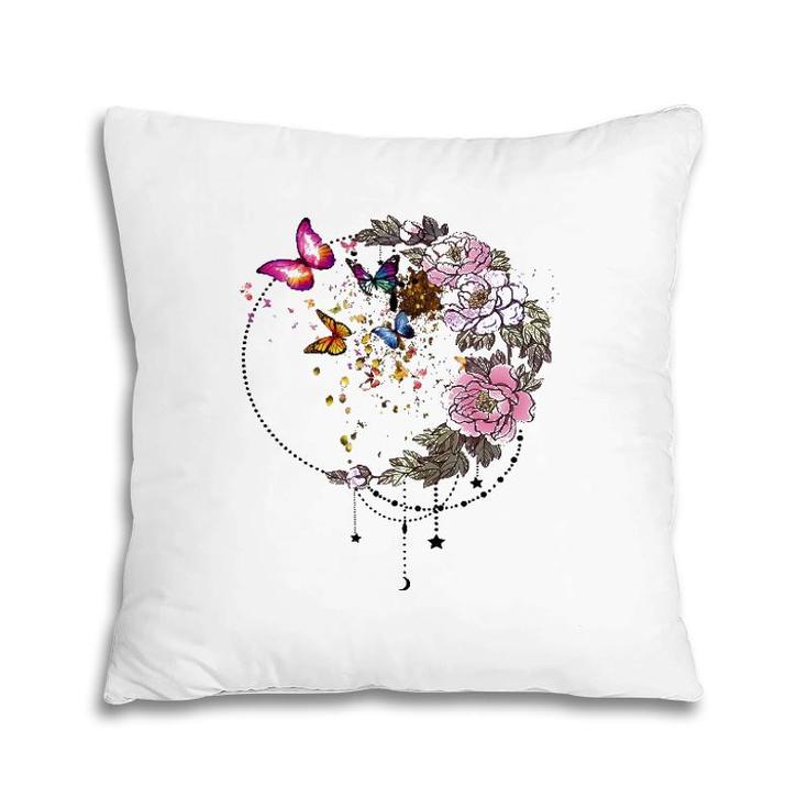 Beautiful Butterfly With Flower Pillow
