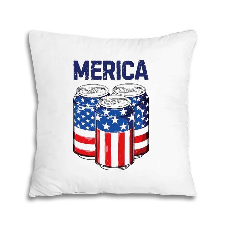 Beer Merica 4Th Of July Men Women American Flag Usa Pillow