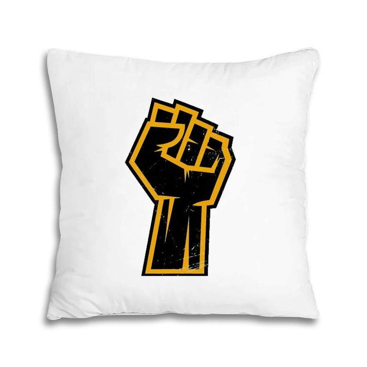 Black History Month African American Golden Protest Fist Pillow