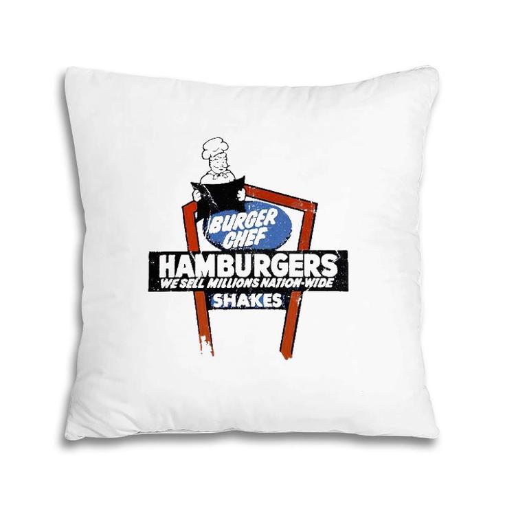 Burger Chef Vintage Sign Hamburgers Lover Gift Pillow