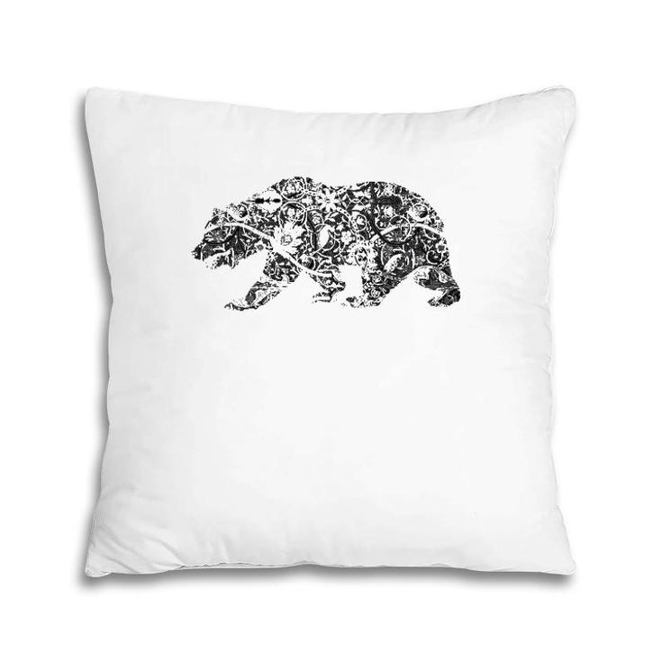 California Republic Bear Floral Pattern  Pillow