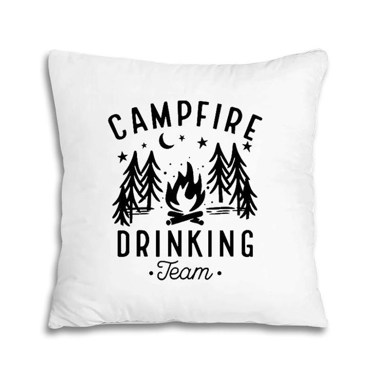 Campfire Drinking Team Happy Camper Funny Camping Gift Pillow