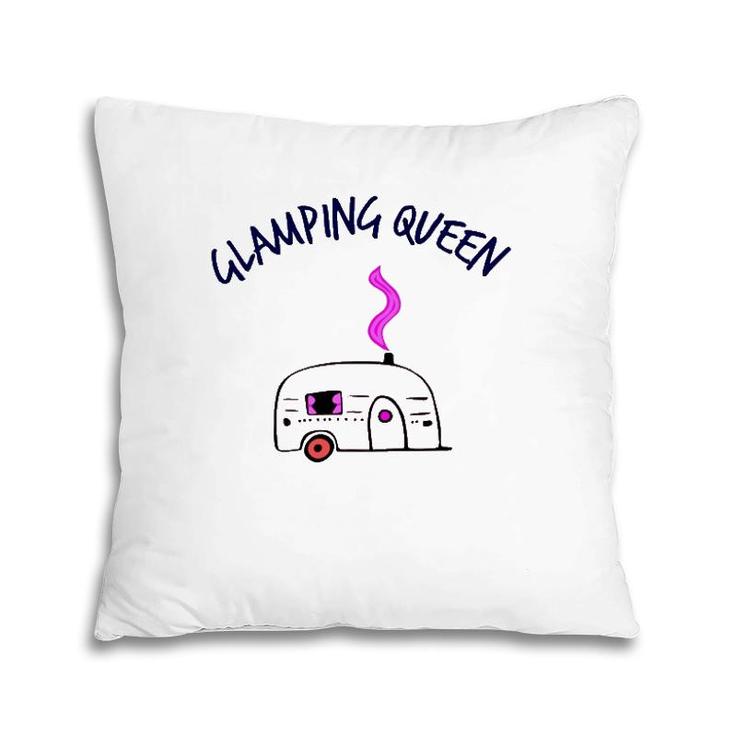 Camping And Glamping Tees Glamping Queen Happy Glamper Tee Pillow