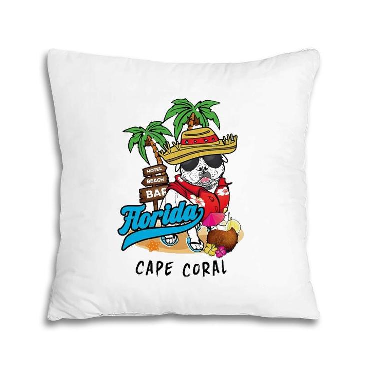 Cape Coral Florida Beach Party Bulldog Sunglasses Souvenir Pillow