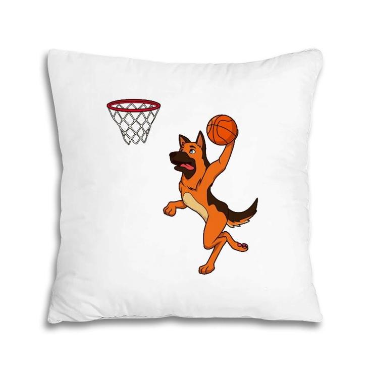 Cartoon Shepherd Dog Playing Basketball Pillow