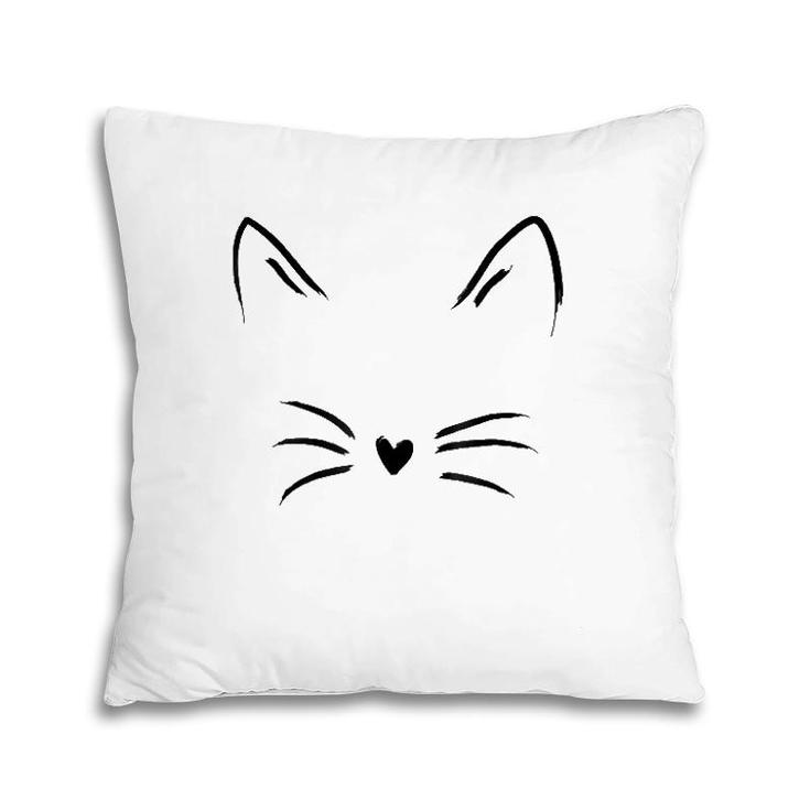 Cat Face Whiskers Print Tee Kitty Lover Pillow