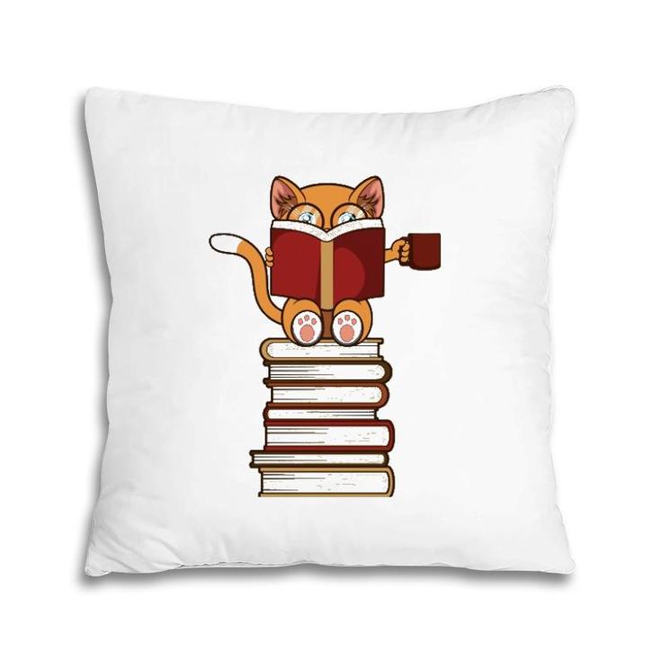 Cats And Reading Books Literature Pillow
