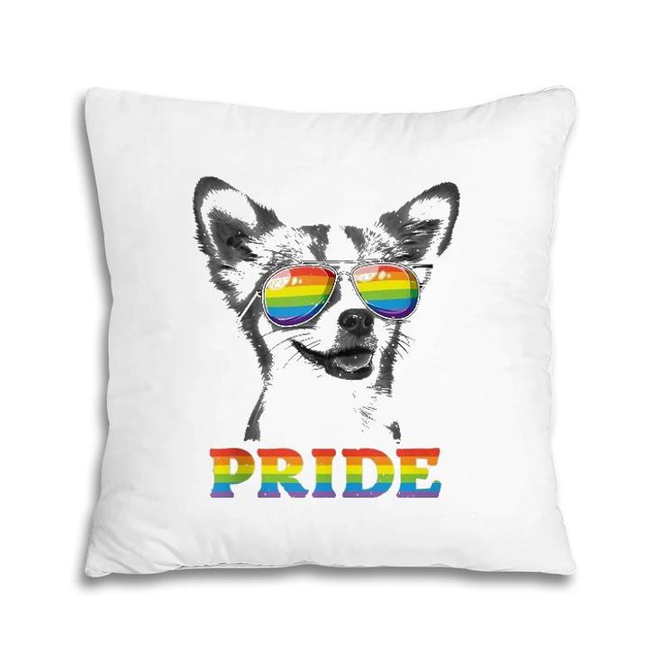 Chihuahua Gay Pride Lgbt Rainbow Flag Sunglasses Funny Lgbtq  Pillow