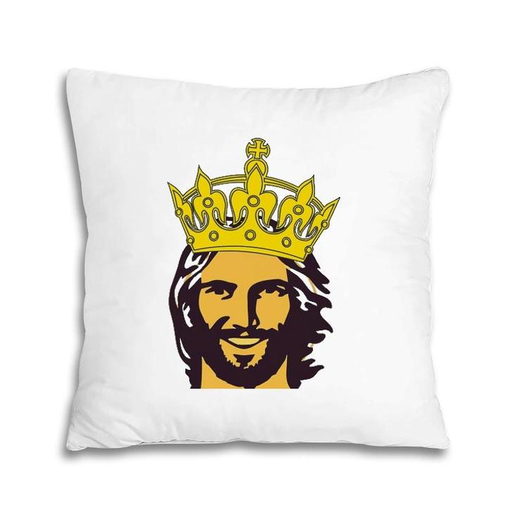 Christian Faith Jesus With King Crown Design Pillow