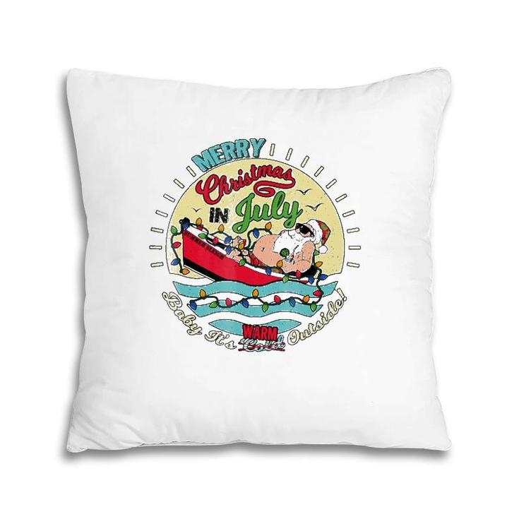 Christmas In July Santa Hat Sunglasses Baby It's Cold Outside Pillow