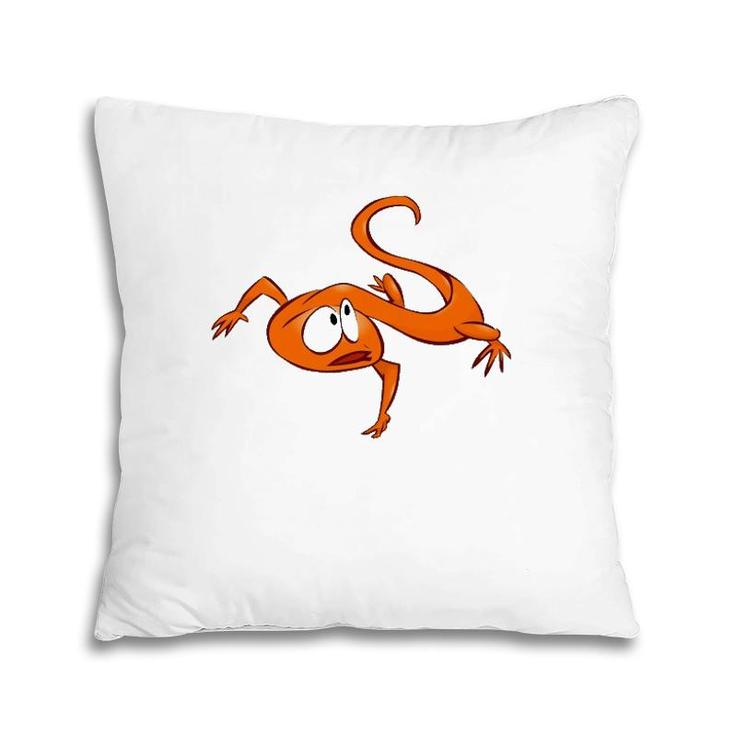 Cool Cartoon Orange Baby Lizard Design Pillow
