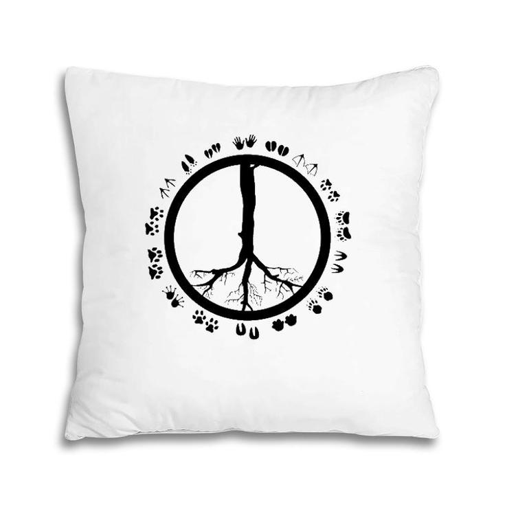 Cool Peace Sign Animal Rights Gift Funny Animal Footprints Pillow