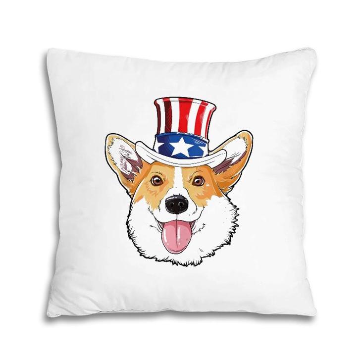 Corgi 4Th Of July Uncle Sam Men Usa American Flag  Pillow