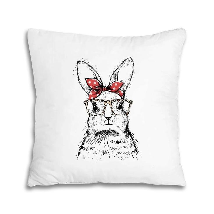 Cute Bunny With Leopard Glasses Cute Easter Tank Top Pillow