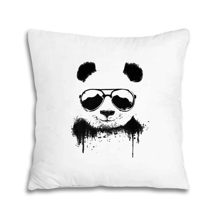 Cute Giant Panda, Bear With Sunglasses Pillow
