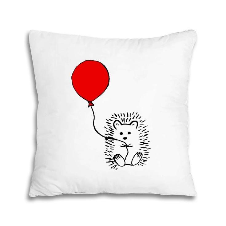 Cute Hedgehog With Red Balloon  - The Perfect Birthday Pillow
