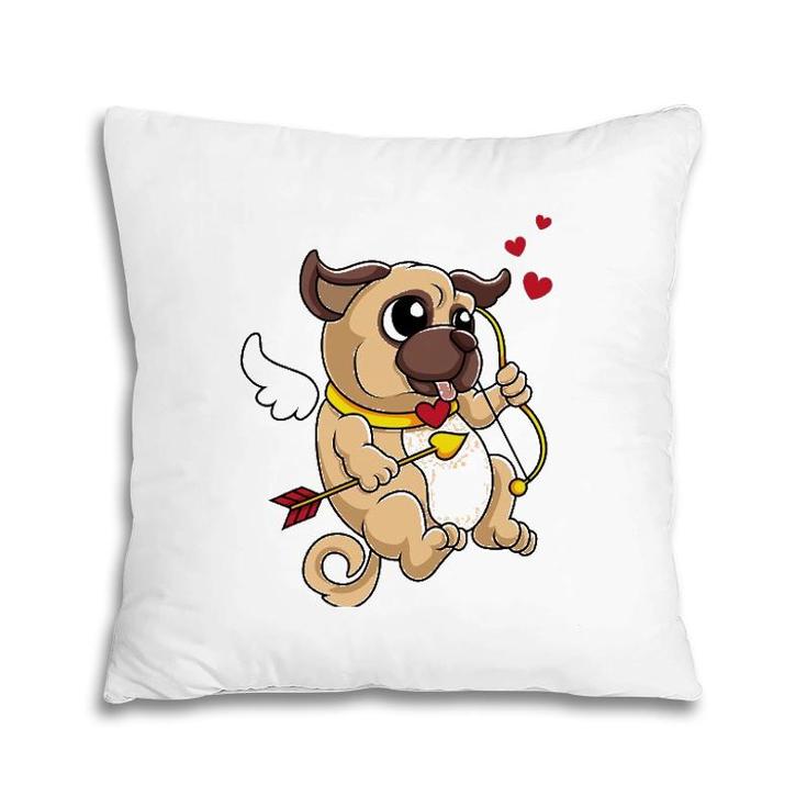 Cute Pug Valentine's Day Cupid Pug Dog Love Pillow