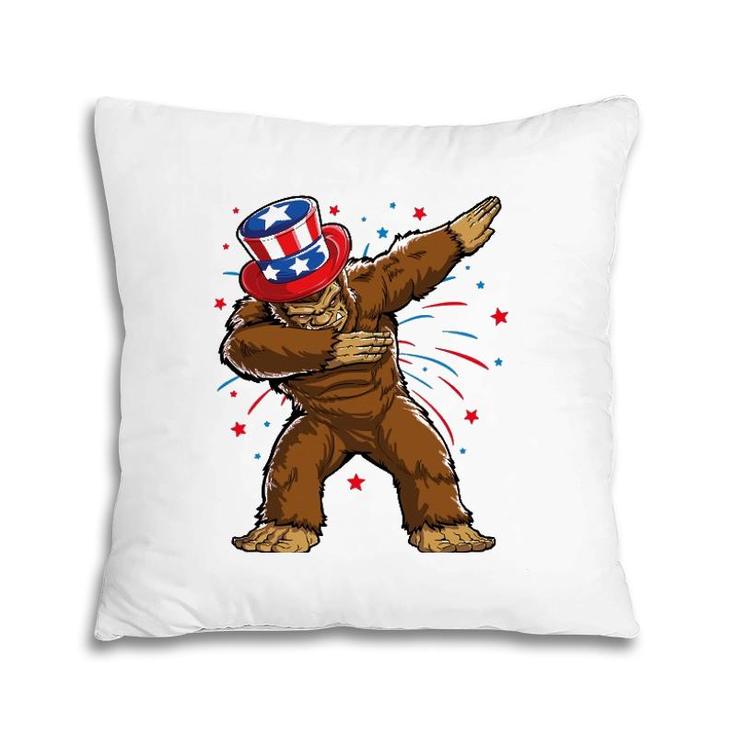 Dabbing Bigfoot 4Th Of July S Sasquatch American Flag Pillow