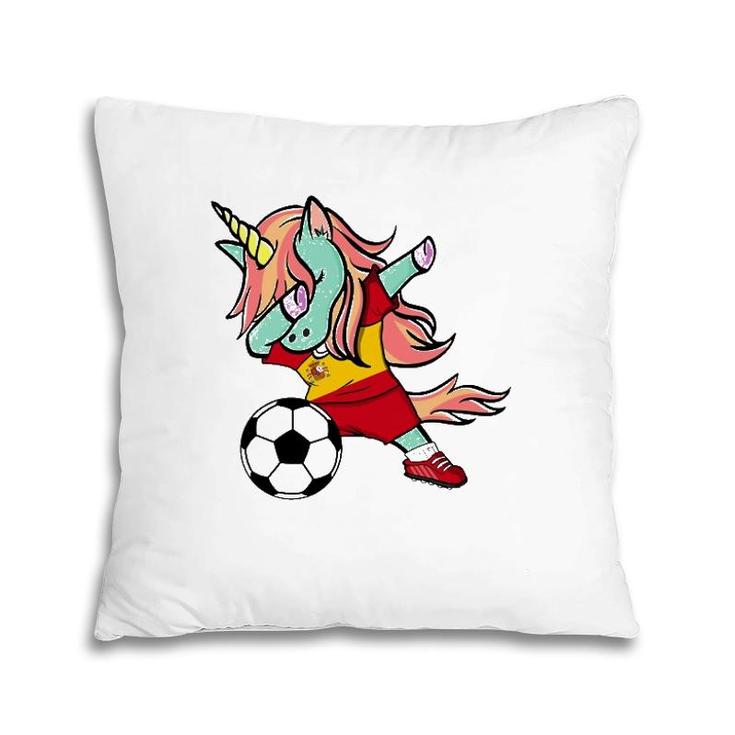 Dabbing Unicorn Soccer Spain Jersey  Spanish Football Pillow