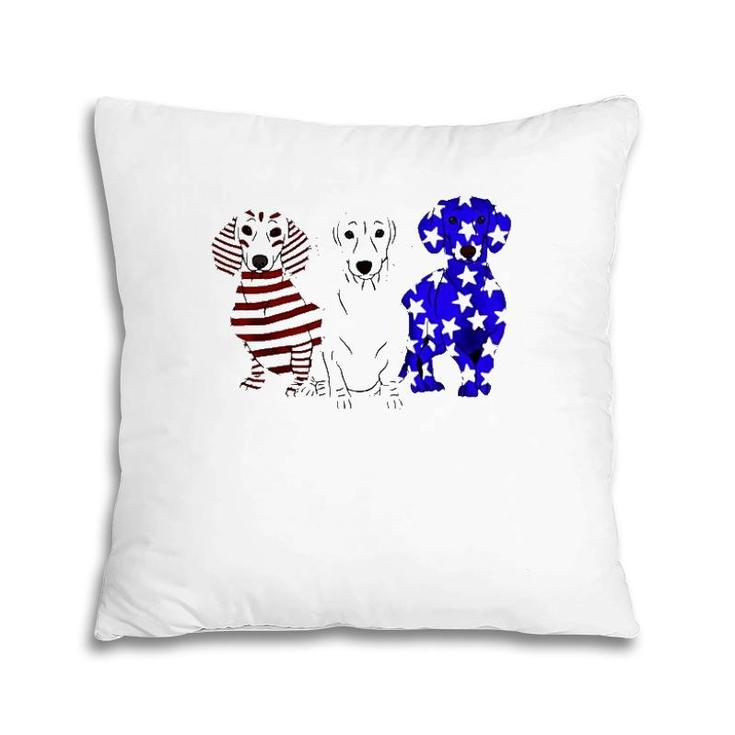 Dachshund American Flag 4Th Of July Pillow