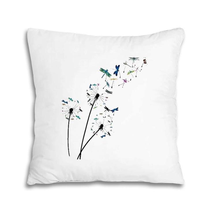 Dandelion Dragonfly Flower Floral Dragonfly Tree Pillow